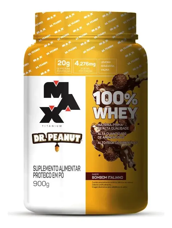 100% Whey Dr. Peanut (900g) – Max Titanium Sabor Bombom Italiano