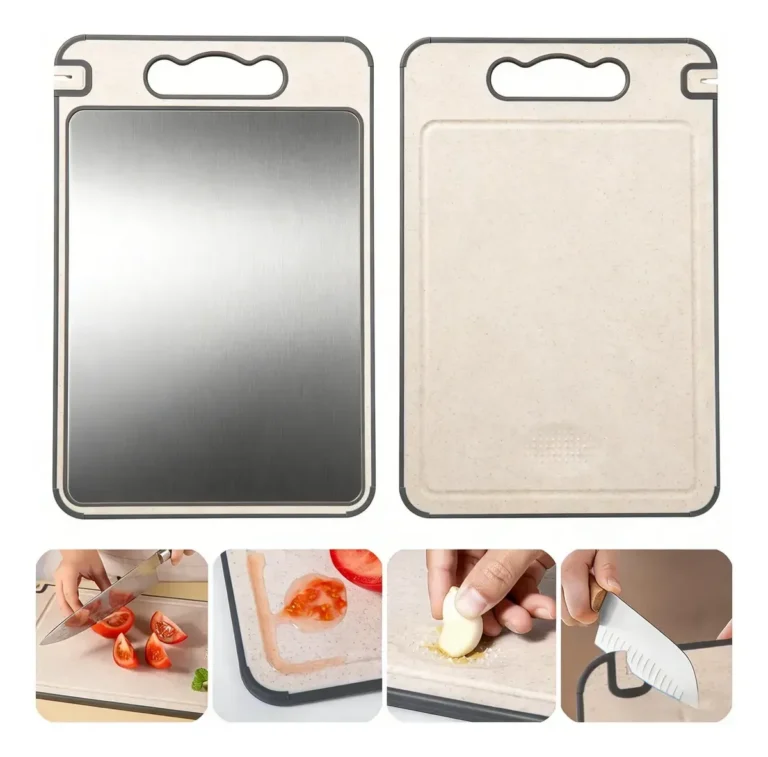 1 Tabua De Corte Saudável Para Cortar Dupla Face Aço Inox Pp Dupla Face Cinza