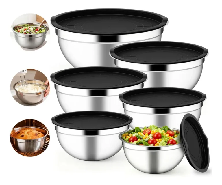 5 Bowls Tigelas Inox Com Tampa Plástica Utensilios Cozinha Inox