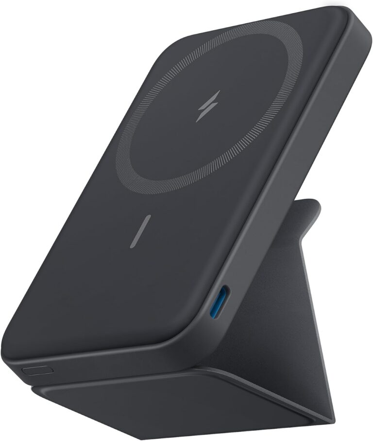 Anker 622 Power Bank Compatível com MagSafe, Carregador Portátil por Indução Magnético Dobrável com Suporte e Porta USB-C, para iPhone 17/16/15/14/13/12, MagGo 5.000mAh, Preto