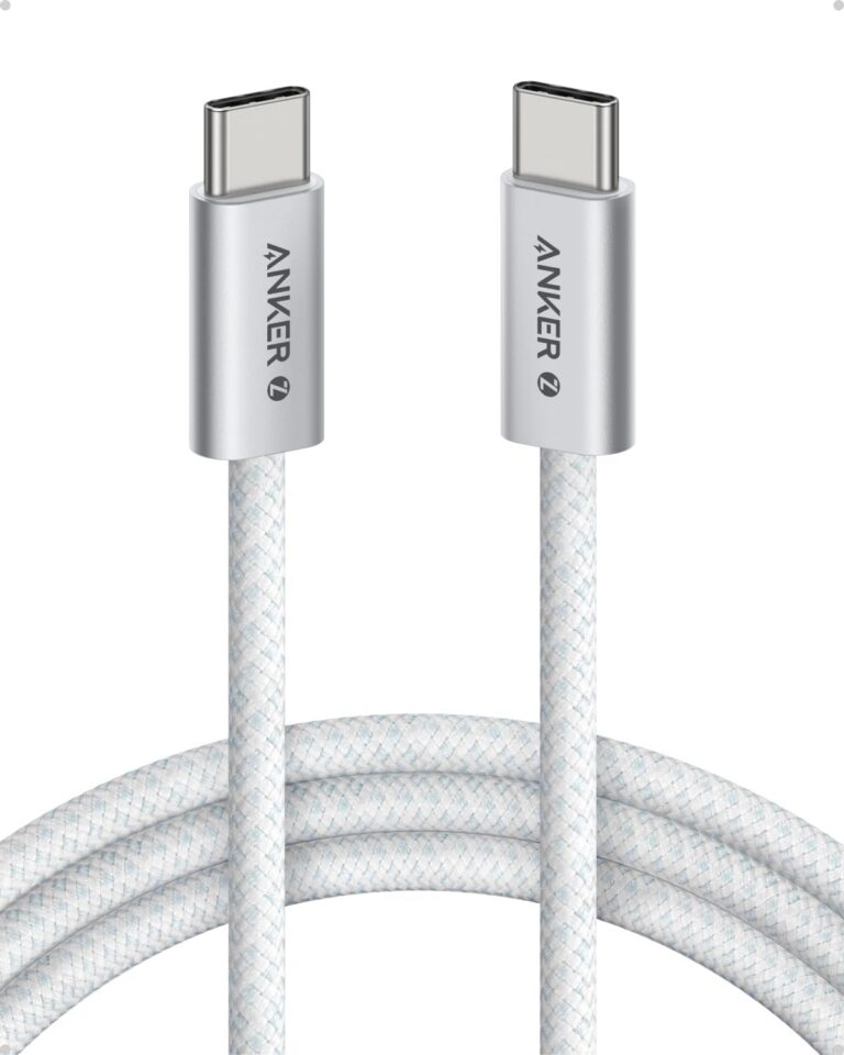 Anker Zolo Cabo USB-C para USB-C (tipo C), 240W de Carregamento Rápido, Trançado e Livre de Sujeira, Conector Fino, para iPhone Série 17/16/15,Xiaomi,Samsung, MacBook (Branco, 1,5 m)