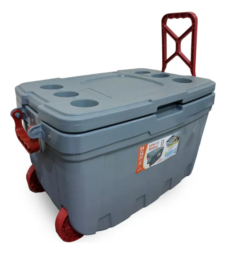 Caixa Térmica Cooler 54lt 74 Latas Com Rodas Praia Grande