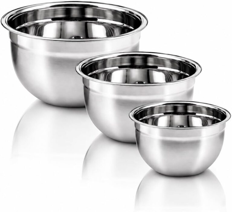 Conjunto 3 Tigelas Inox Premium 18cm 20cm 22cm – Bowls Aço Inoxidável Empilháveis Resistentes para Salada Massa Mistura Cozinha Profissional Durável