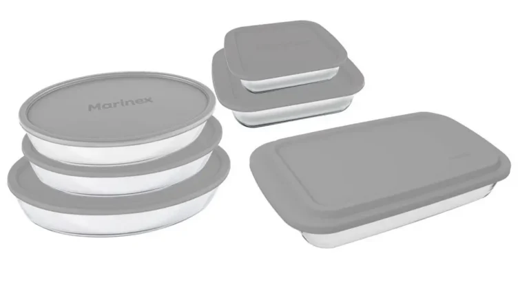 Conjunto Assadeiras 6 Peças De Vidro Com Tampa Cinza – Marinex