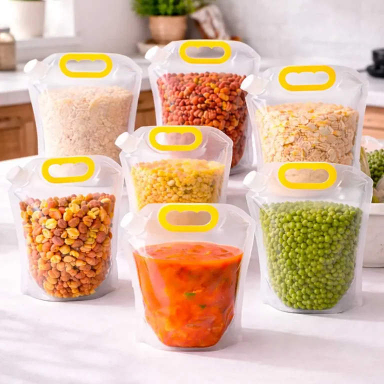 Dispenser 2,5l Armazenar Arroz Feijão Kit 7 Saco Organizador