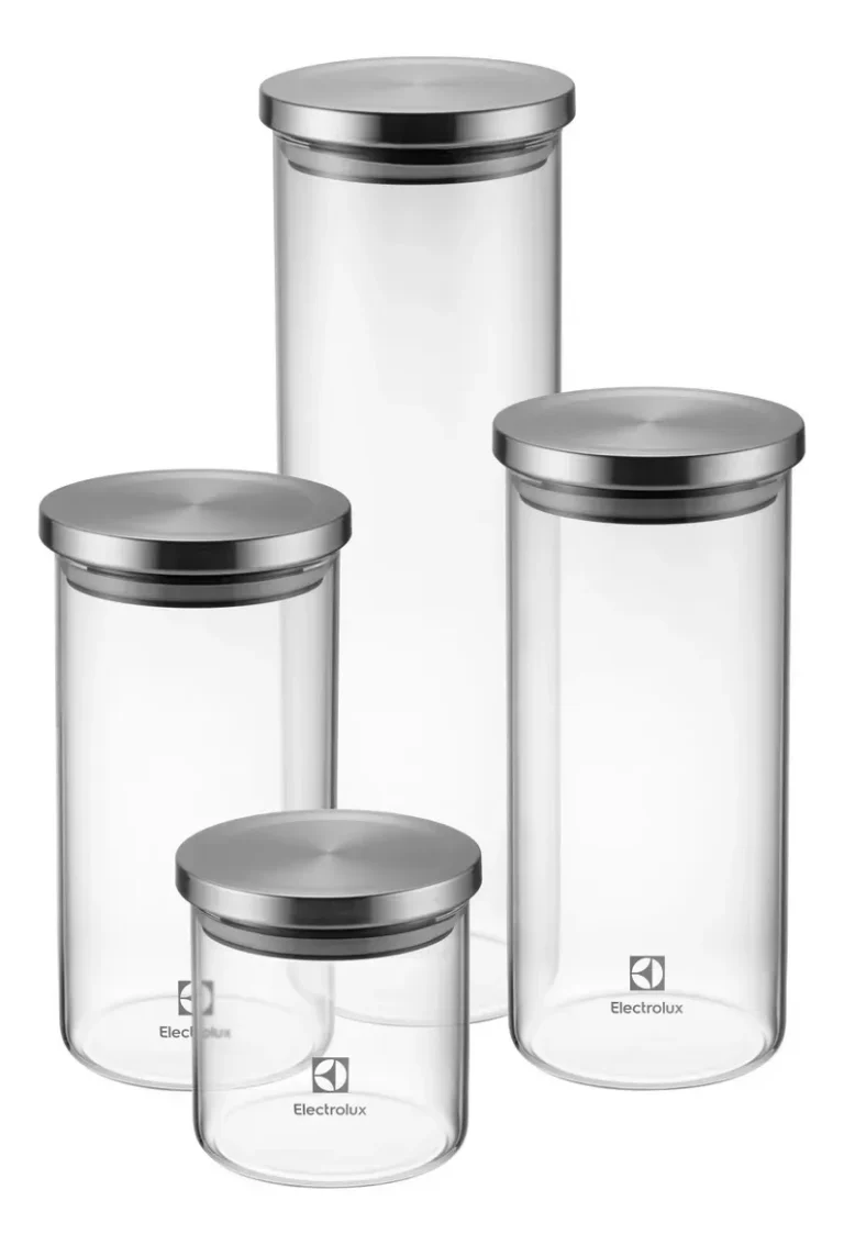 Electrolux Kit Potes Herméticos De Vidro Com Tampa Inox 4 Unidades Transparente