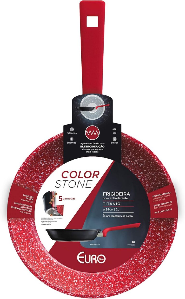 Euro Home – Frigideira 24 cm de Alumínio com Antiaderente ColorStone Titânio – ALU8303-TI
