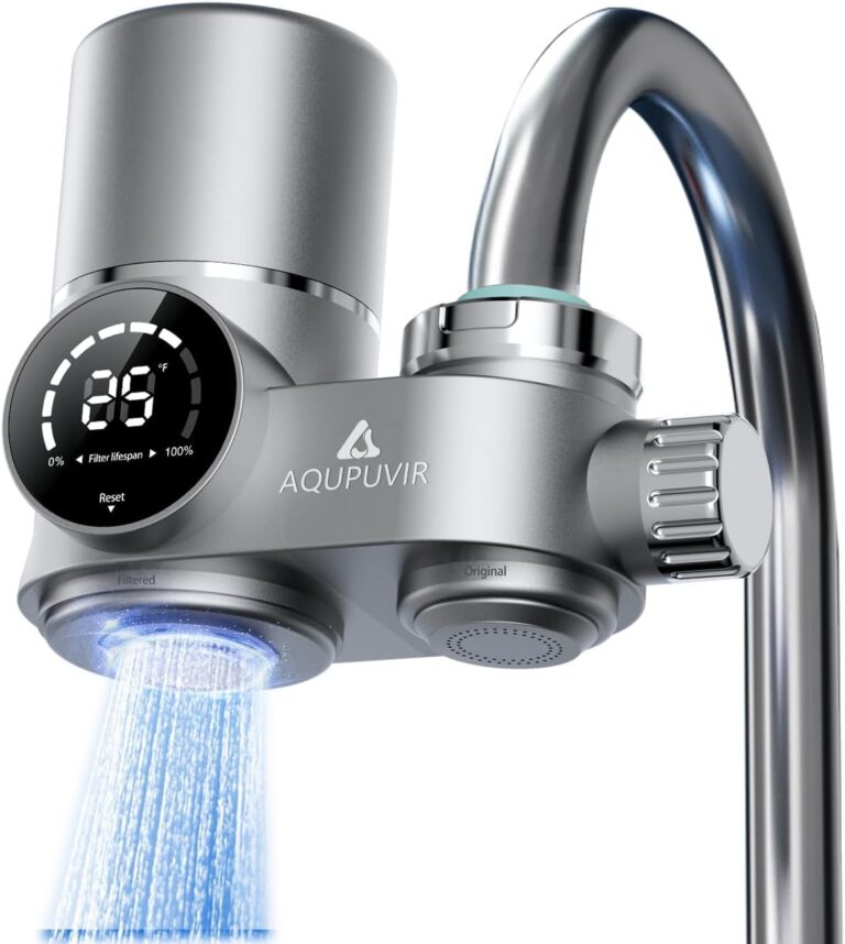 Filtro de Água para Torneira com Display Digital Prata, Purificador De Água com Monitor de Vida Útil Do Filtro, Ideal Para Cozinhas Domésticas E Apartamentos