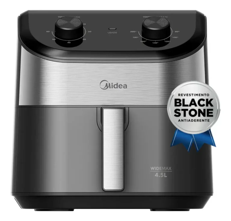 Fritadeira Air Fryer 4,5l Widemax Com Interior De Alumínio 1500w Midea Preto 220v