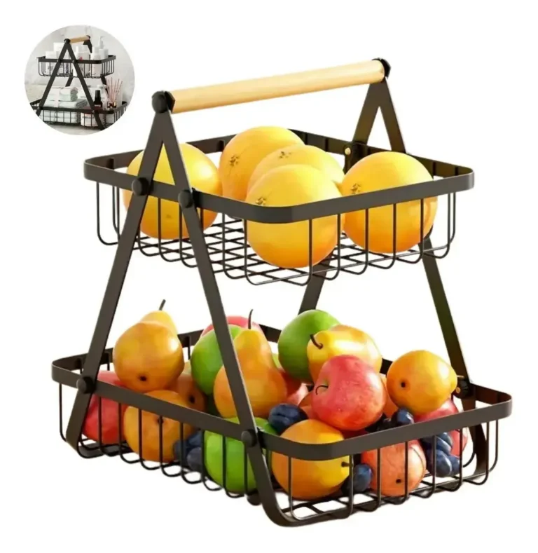 Fruteira De Mesa Organizador De Frutas Cesto Metal Aramado Cor Preto