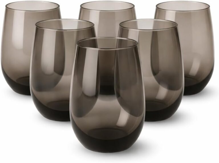 Jogo 6 Copos Balão Aruba Vidro Fumê 475ml Desing Elegante e Resistente Ideal para Suco Agua Refrigerante e Drinks para Cozinha Bar e Restaurante