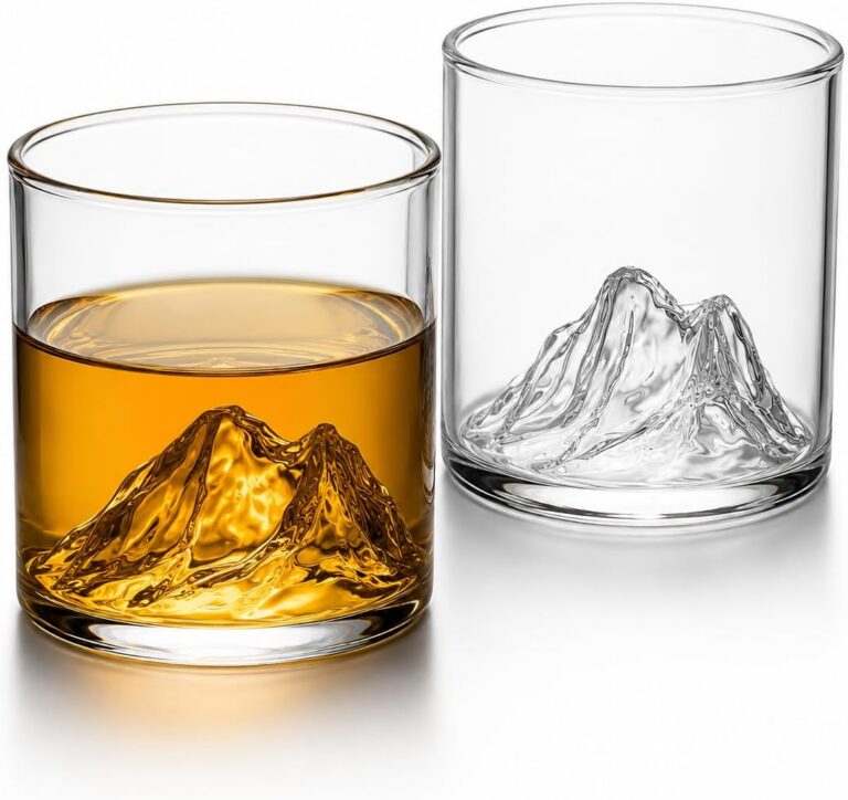 Kit 2 Copos Whisky Design Montanha Everest 300ml Cristal Transparente Premium Vidro Reforçado Drinks Luxo