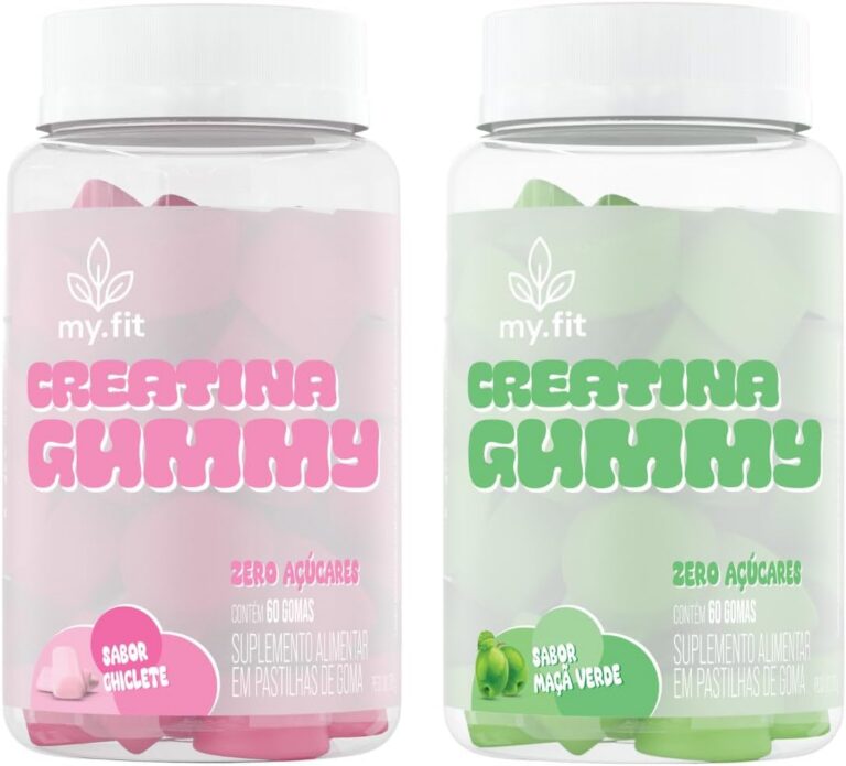 Kit 2x Creatina Gummy, Sabor Chiclete e Maçã Verde (120 Gomas) 3g de Creatina por Dose – Zero Açúcar, My Fit