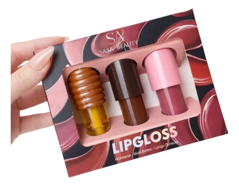 Kit 3 Lip Gloss Sasa Beauty Hidratante Longa Duração Mel +chocos