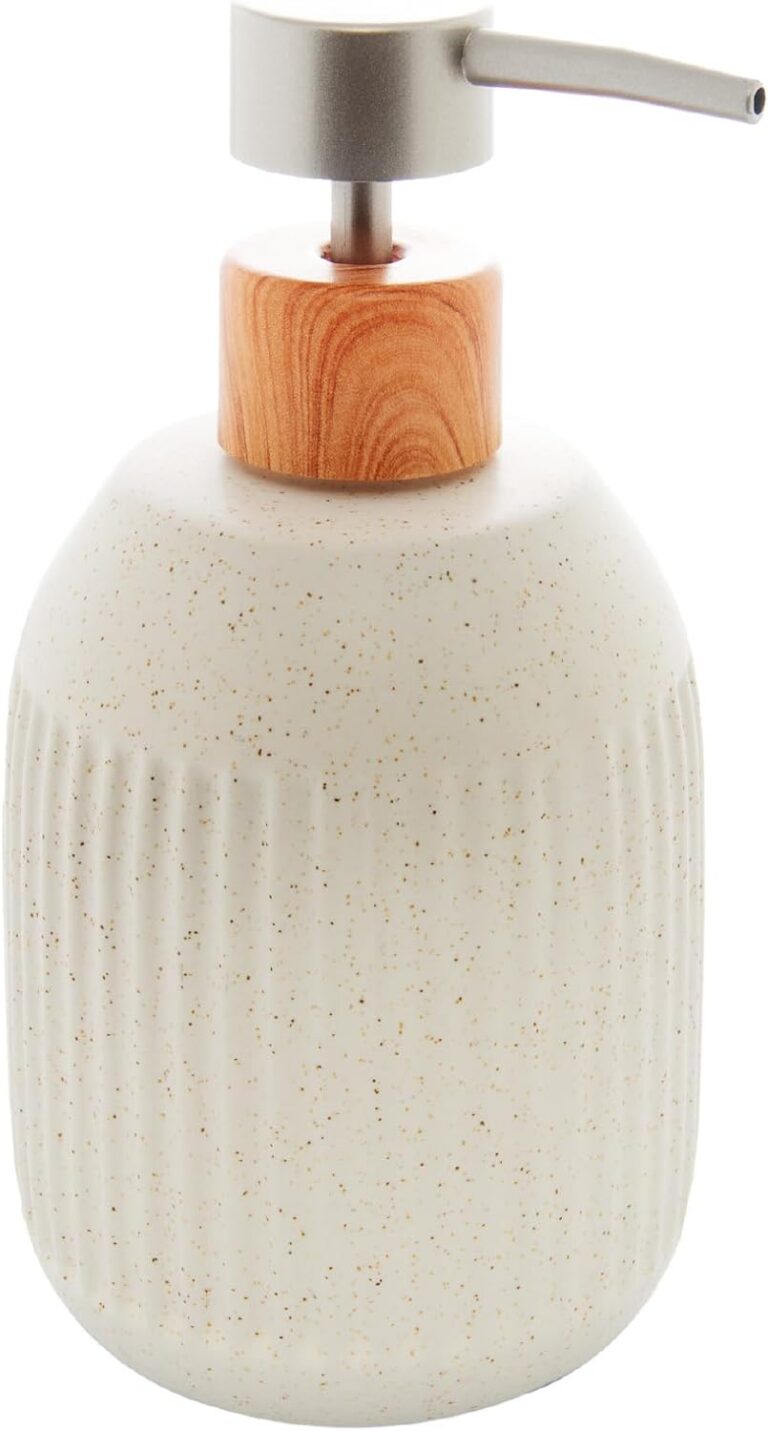 LYOR – Porta Sabonete Líquido de Cerâmica Granilite Lines Branco 430ml