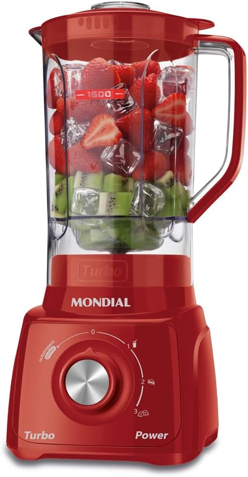 MONDIAL Liquidificador Turbo Power 550W, 110V, Vermelho, 1,6L – L-99 FR