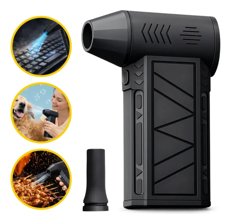 Mini Ventilador Soprador Ar Turbo 130000rpm Sem Fio Recarregável Usb 3 Níveis Jato Forte Portátil Multiuso Limpeza Teclado Carro Acende Churrasqueira Simake Preto 127/220v