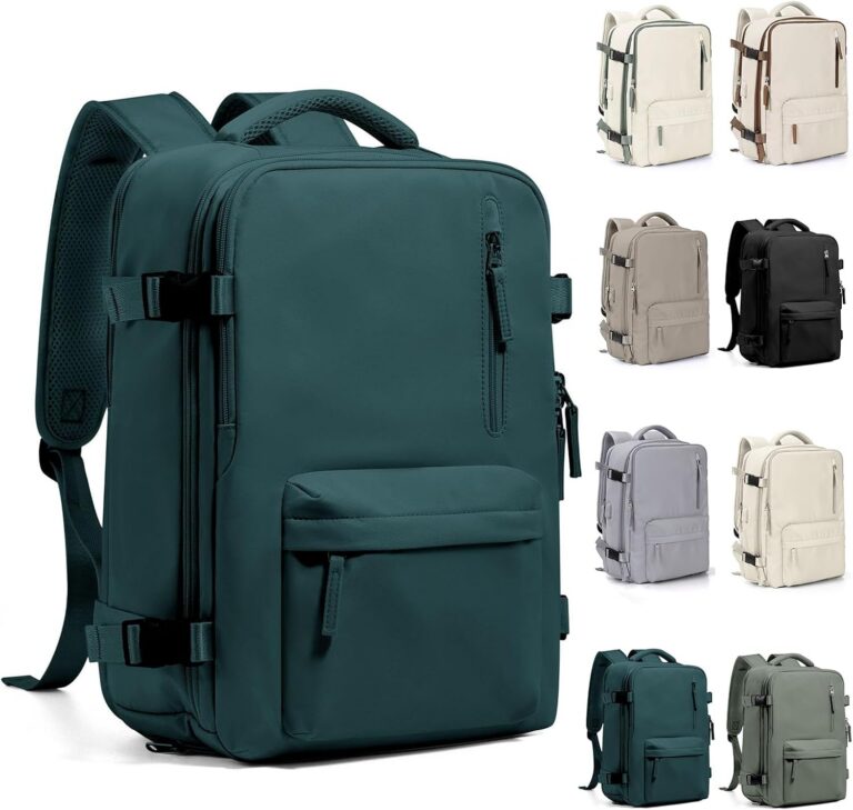 Mochila Viagem, Mochila Feminina Avião,40L Impermeável & Expansível,com Porta USB, Mochila Notebook Masculina Grande para Trabalho Casual Esportes Hiking Escolar Presente