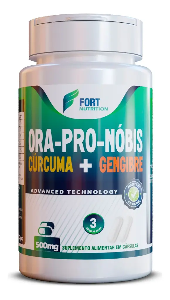Ora Pro Nobis + Gengibre + Curcuma 120 Capsulas Sabor Sem Sabor