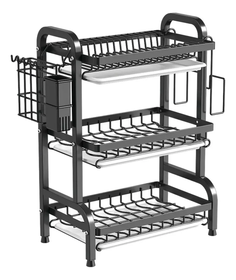 Organizador De Louças 3 Andares Inox Para Cozinha Preto
