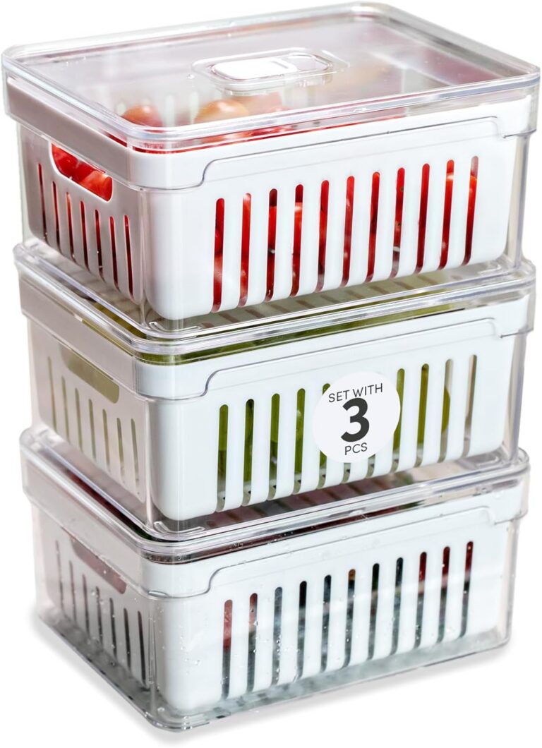 Ou Kit 3 Organizadores de Geladeira com Cesto 5L Transparente Linha Clear Fresh