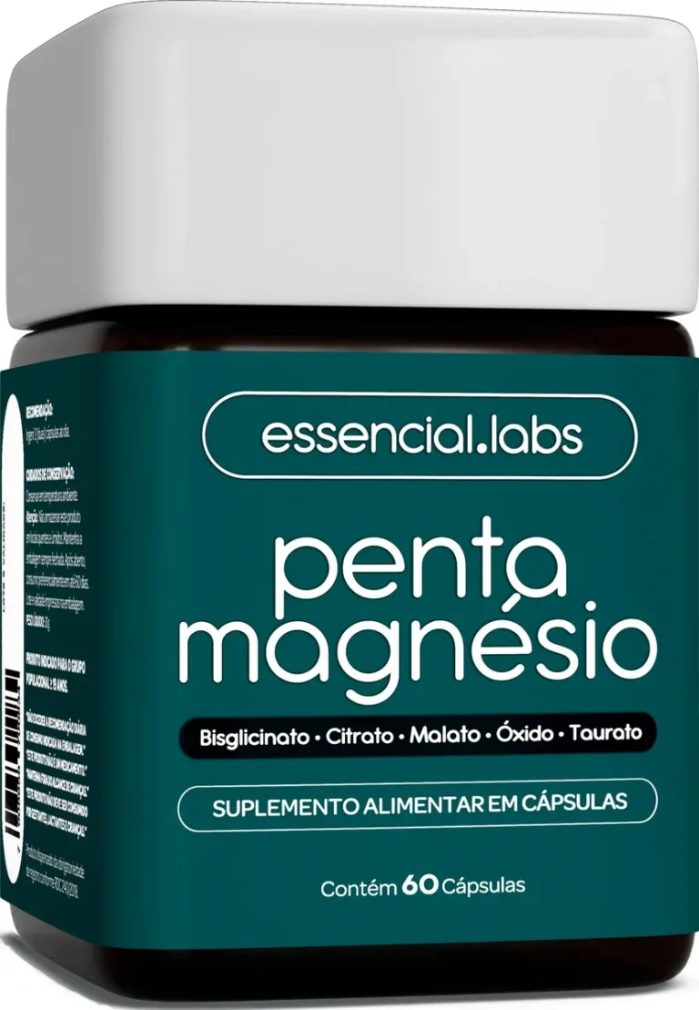 Penta Magnésio – Bisglicinato + Dimalato + Citrato + Taurato + Óxido De Magnésio – A Combinação Perfeita De 5 Magnésios Com Máxima Pureza E Biodisponibilidade – 60 Cápsulas Sem Sabor