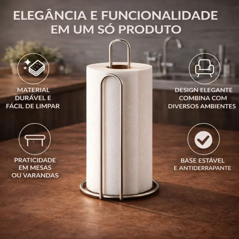 Porta Toalha Rolo Suporte Guardanapo Papel Toalha Mesa Posta Cor Cromado Prata