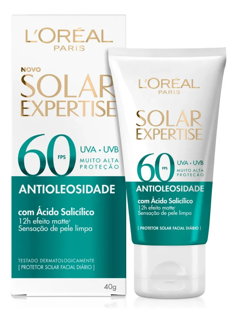 Protetor Solar Facial Antioleosidade Fps60, Controle De Oleosidade Por 12h, Efeito Matte Sem Cor, Solar Expertise L’oreal Paris, 40g