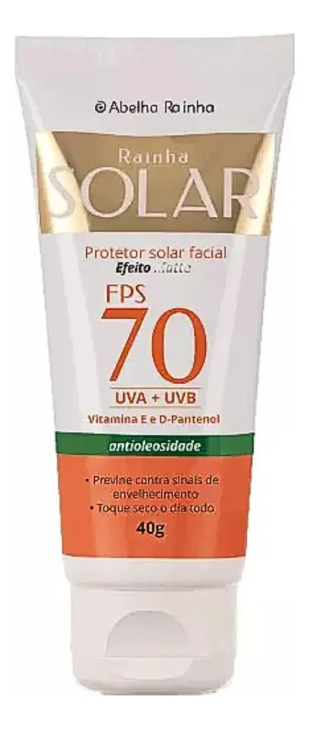 Protetor Solar Facial Antioleosidade Fps 70 – Abelha Rainha