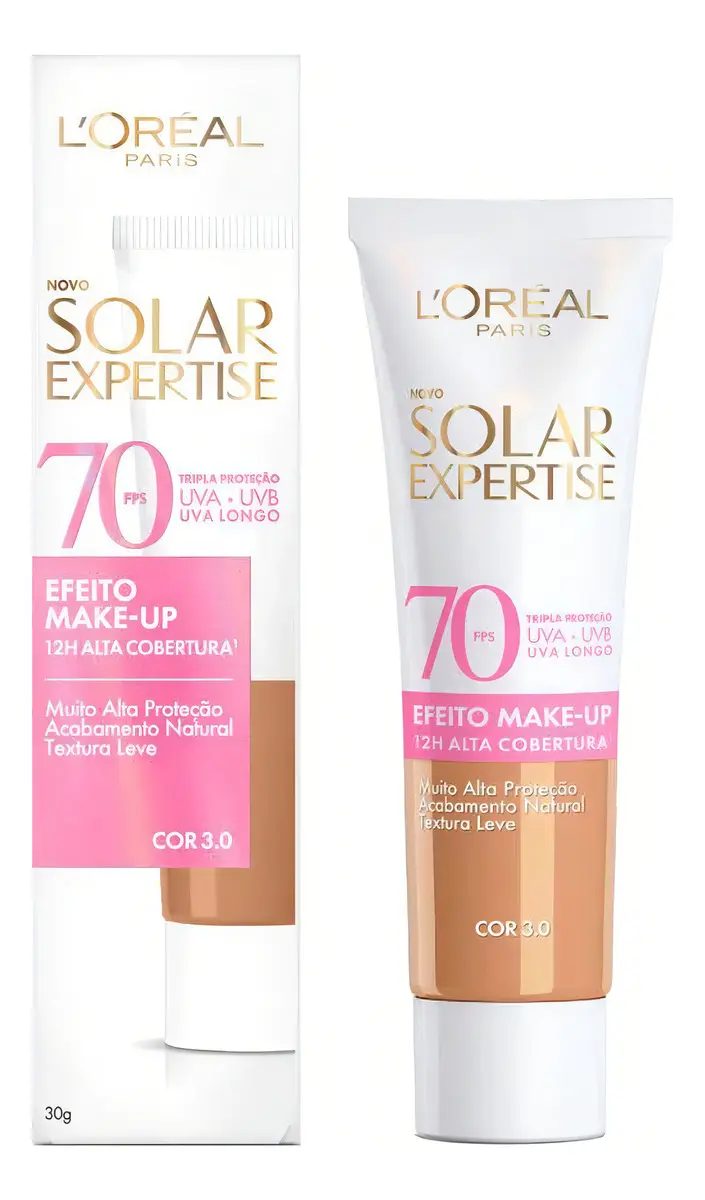 Protetor Solar Facial Com Cor Fps 70 Alta Cobertura – L’oréal Paris Solar Expertise Efeito Make Up – Cor 3.0 40g
