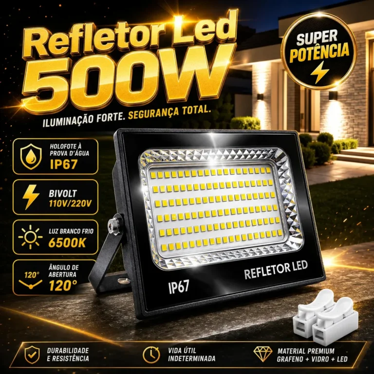 Refletor Led 600w Branco Frio Ip67 Hearbuds Alumínio 127/220v Preto
