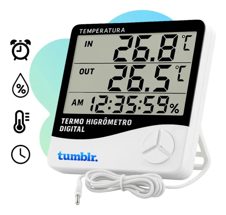 Relógio Termo Higrômetro Digital Com Sensor Externo Interno Medidor De Temperatura Umidade Ar Termômetro De Ambiente Tumblr