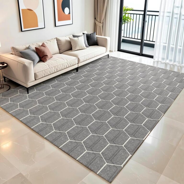 Tapete Sala Quarto Luxo Grande 3,00 x 2,00 Antiderrapante Jacquard Decorativo Moderno Geométrico Tear Artesanal (Cinza, 3,00 x 2,00)