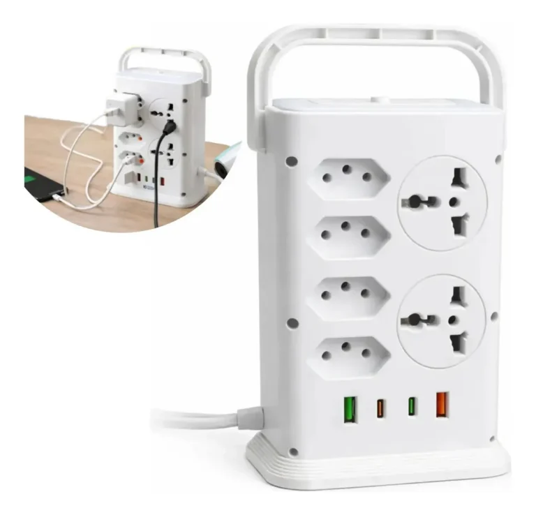 Torre 14 Tomadas Bancada 2usb 2tipoc Carregamento Abajur Led Branco