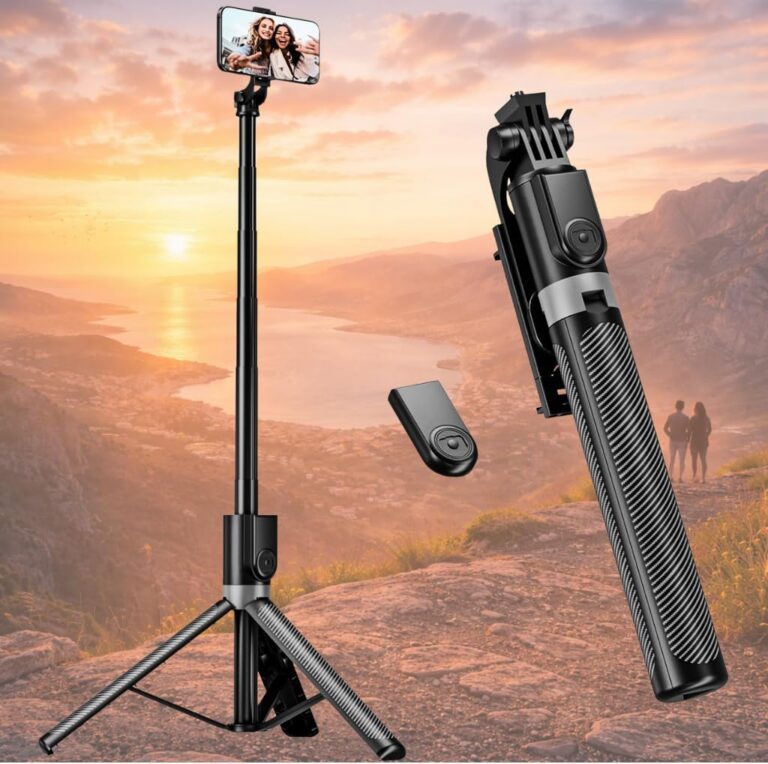 Tripé para Celular 1,70m com Altura Ajustável, Bastão de Selfie 3 em 1 com Controle Bluetooth, Rotação 360°, Portátil para Vídeos, Fotos e Lives, iPhone e Android