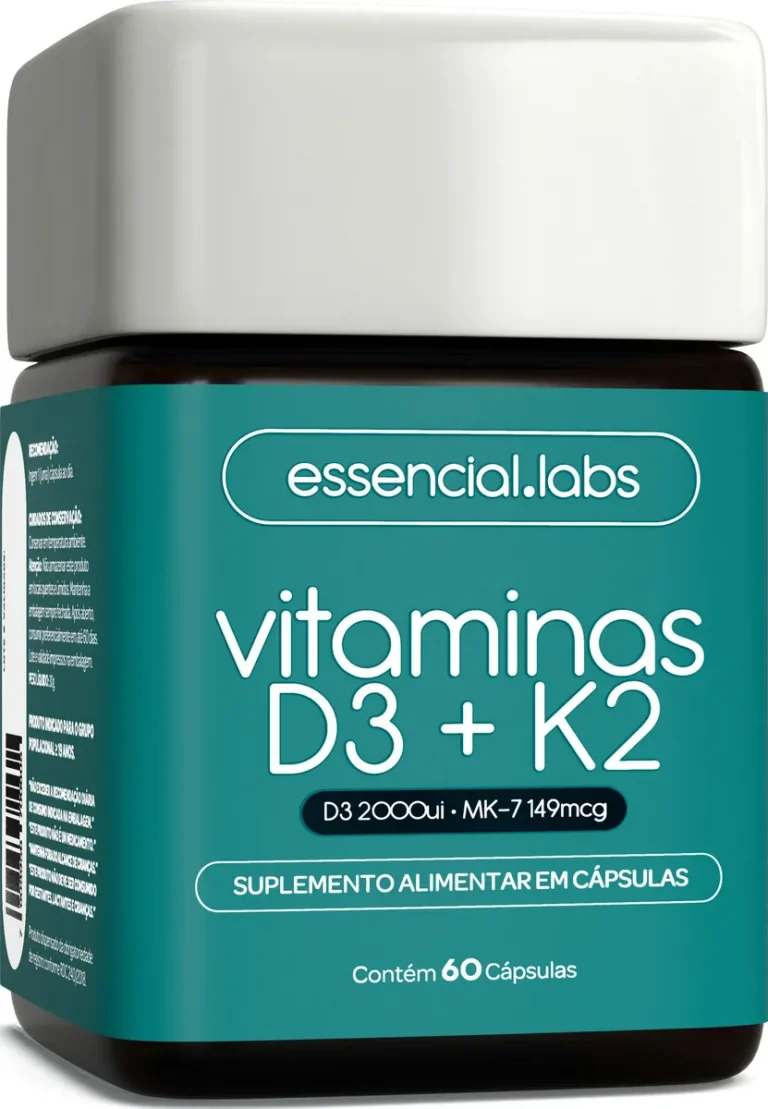 Vitamina D3 + K2 Menaquinona-7 – Fórmula Com Máxima Concentração E Biodisponibilidade – 60 Cápsulas Sem Sabor