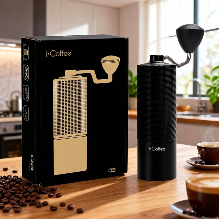 iCoffee C3S Moedor de Café Manual, Núcleo de Moagem CNC, 20 g | Moedor de Café Inox com Manivela (Preto 20g)