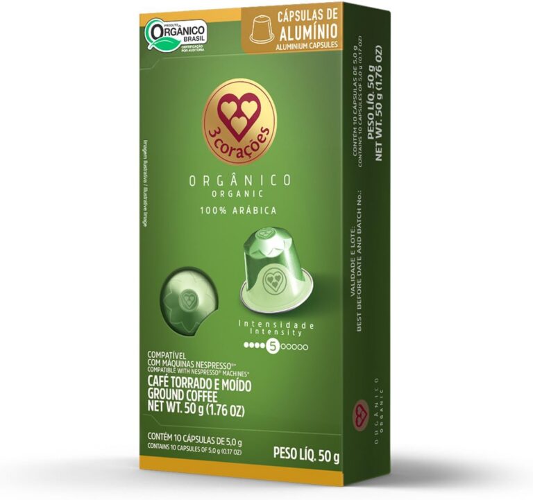 3 Corações Cápsulas de Café Orgânico, Compatíveis com Nespresso, contém 10 cápsulas