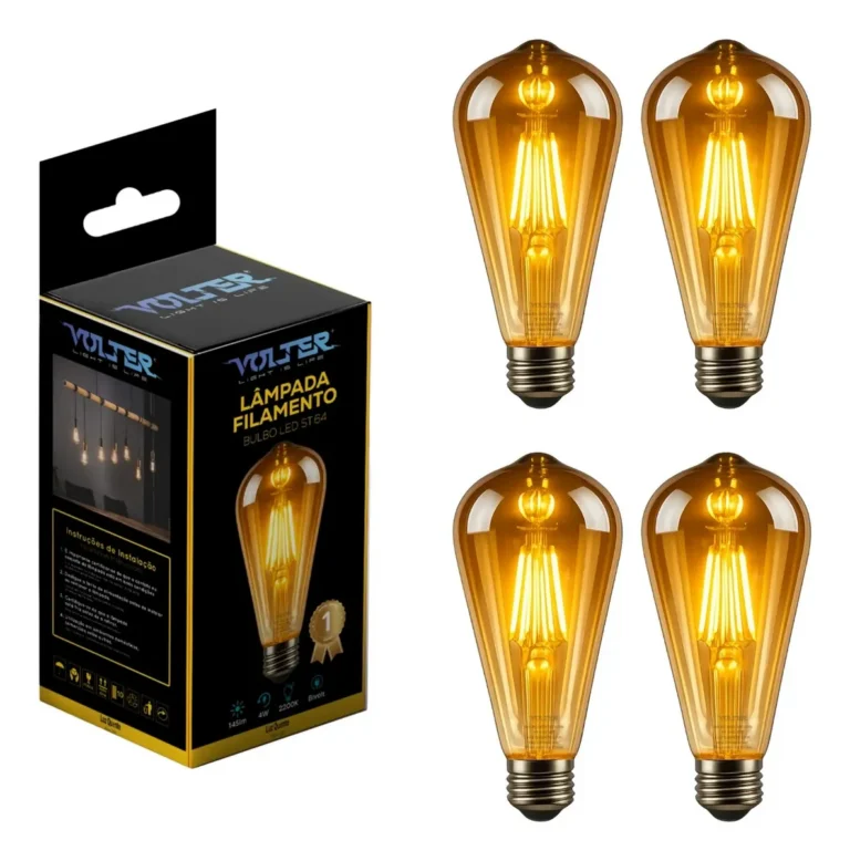 4 Lâmpada Led Filamento Retro St64 4w Biv E27 2200k Volter Branco-quente