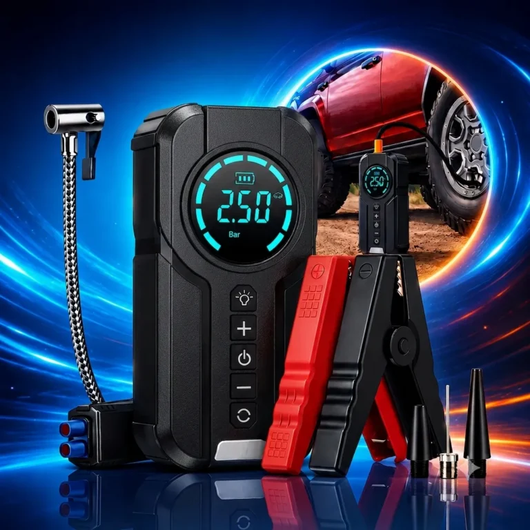 Auxiliar Partida Veicular Compressor De Ar Portátil Carro Preto 127/220v 50 Hz/60 Hz Monofásica