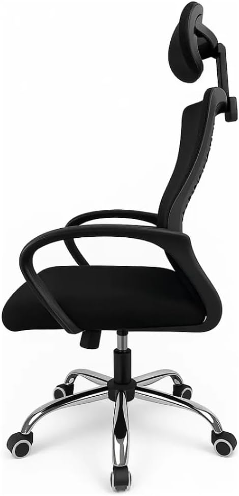 Cadeira de Escritório Ergonômica Ajustável com Apoio de Cabeça (Preto)