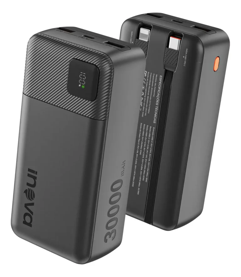 Carregador Portátil Power Bank Turbo Inova 30000mah Pd 22.5w Preto