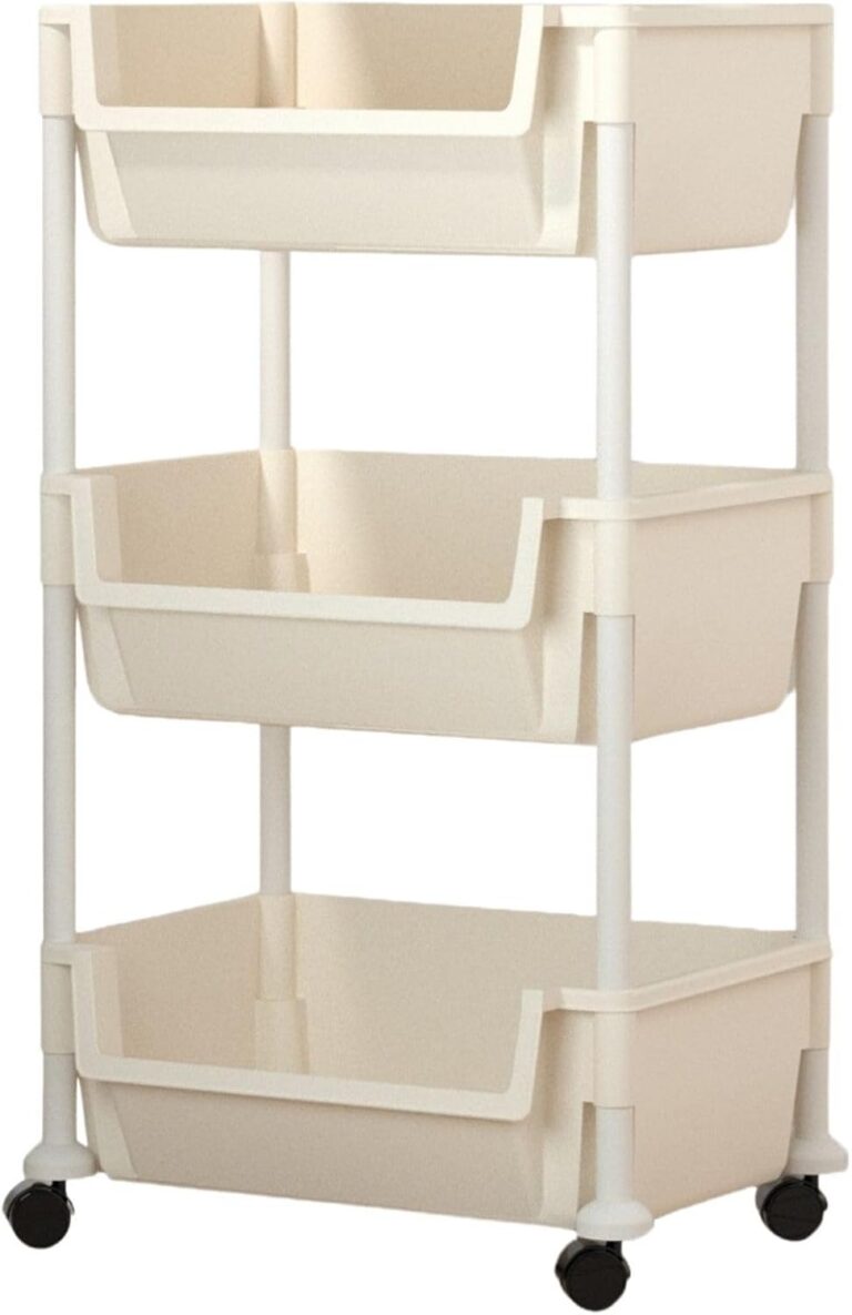 Carrinho Organizador Multiuso 3 Prateleiras com Rodinhas para Cozinha Banheiro Salão Manicure Cabeleireiro (Branco)