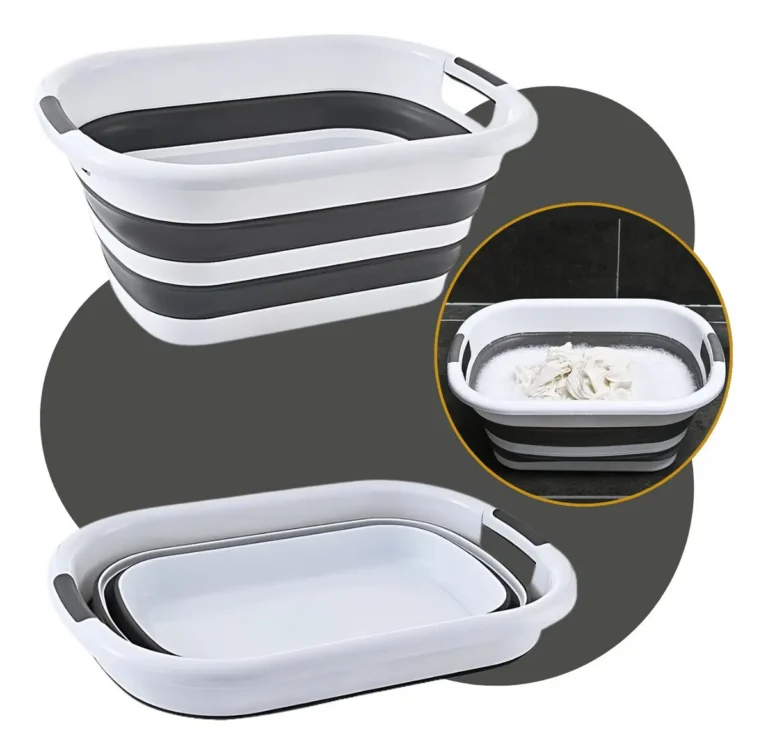 Cesto Roupas 26l Balde Retráti Bacia Dobrável Silicone Cinza Vapt Vupt