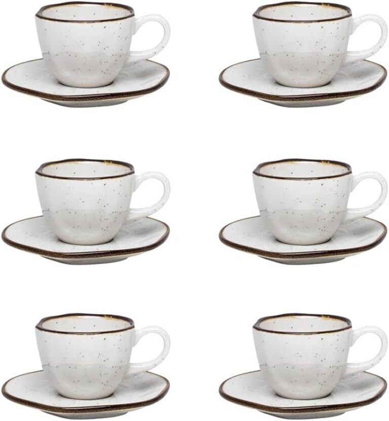 Conjunto de 6 Xícaras de cafezinho pequenas 75 ml com pires Ryo Maresias.