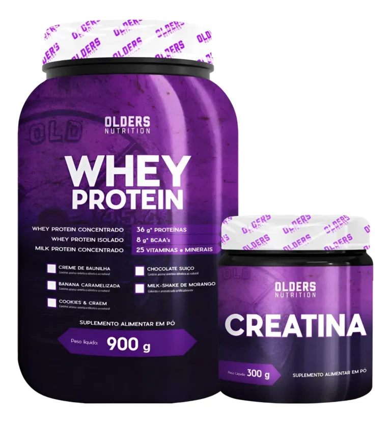 Creatina Em Pó + Whey Protein Ganho De Força E Volume Milk Shake De Morango