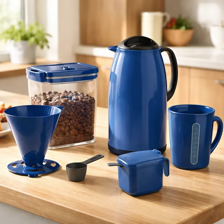 Garrafa Térmica Leiteira Açucareiro Kit Café Super Prático Azul