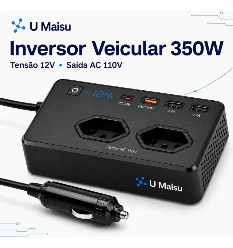 Inversor De Tensão Veicular 12v Para 300w 110 Automotivo Com Usb E Tomada Para Carro Starlink