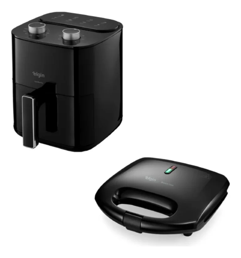 Kit Fritadeira Air Fryer 3,5 L + Sanduicheira Grill Elgin Preto 127v