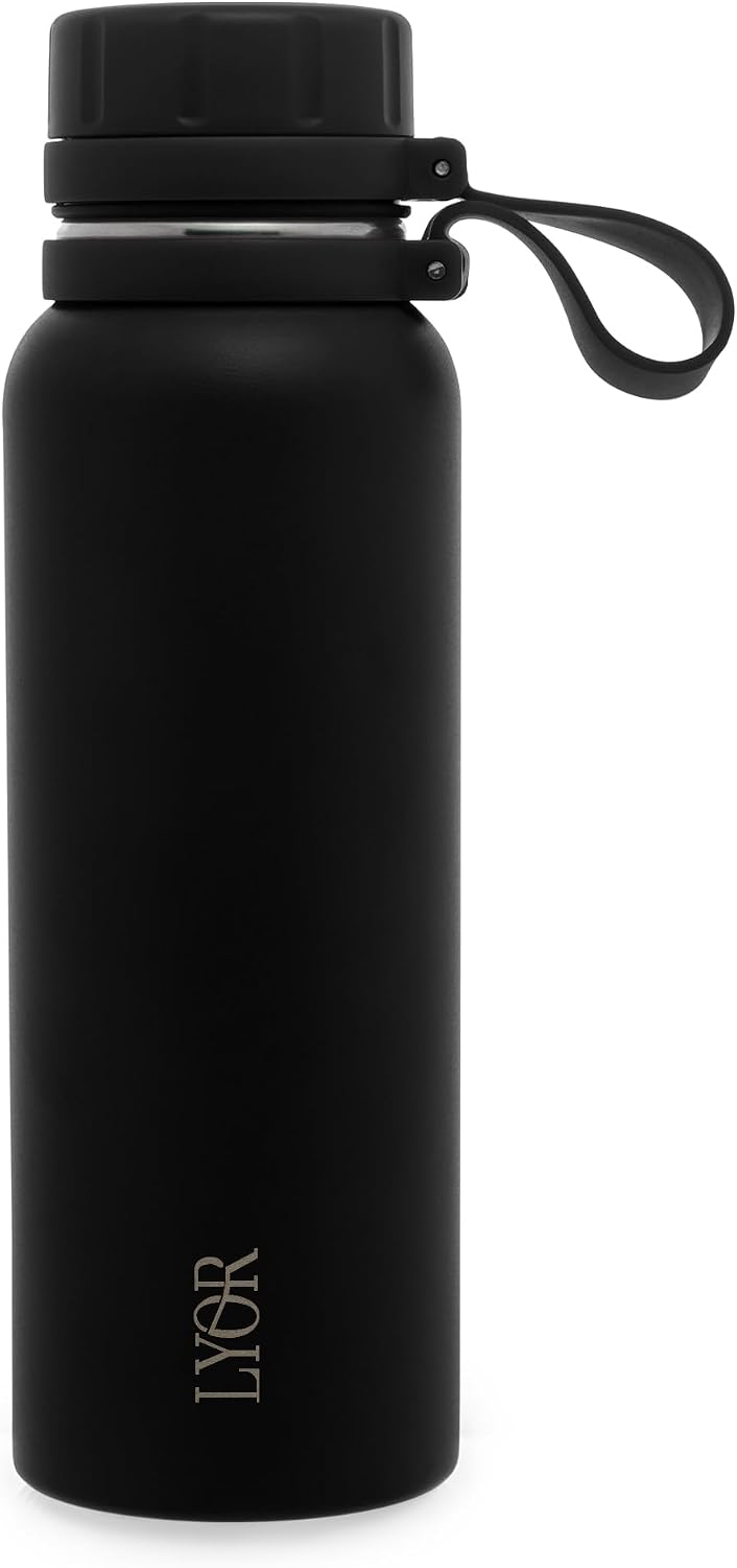 LYOR – Garrafa Térmica de Aço Inox Explorer Preta 650ml